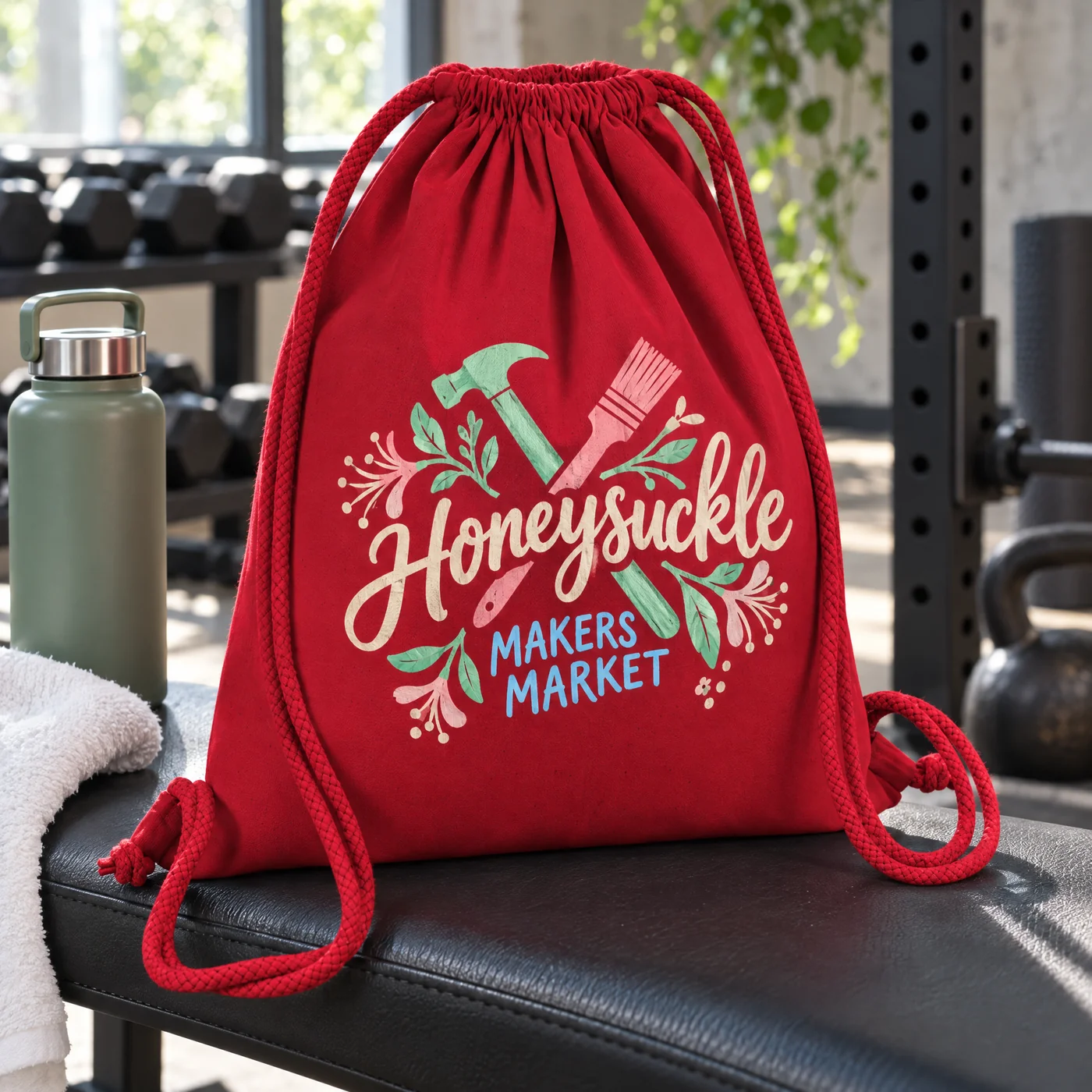 Classic Red Organic Cotton Gymsac, Premium lifestyle
