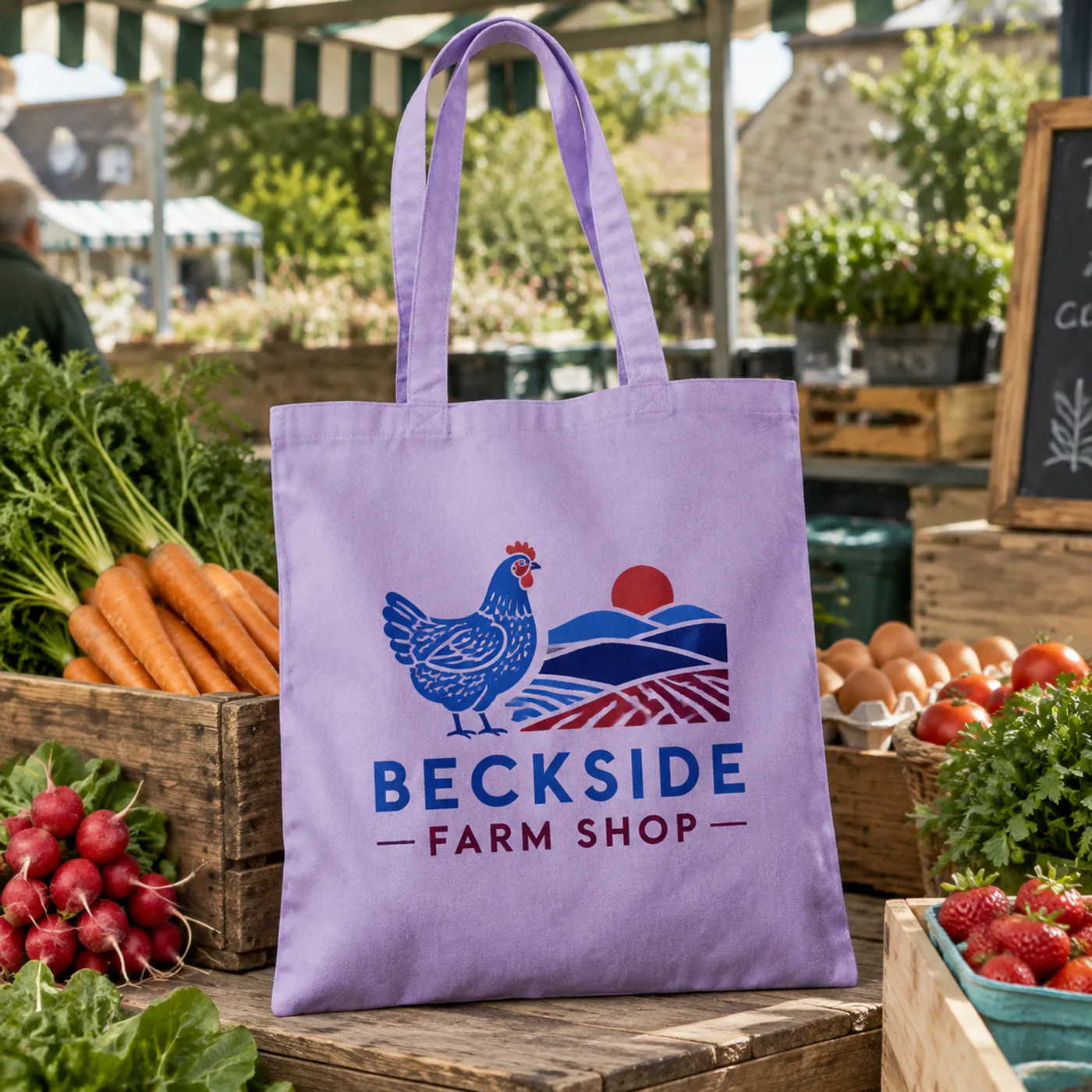 Soft Lavender Cotton Tote Bag with Long Handles lifestyle