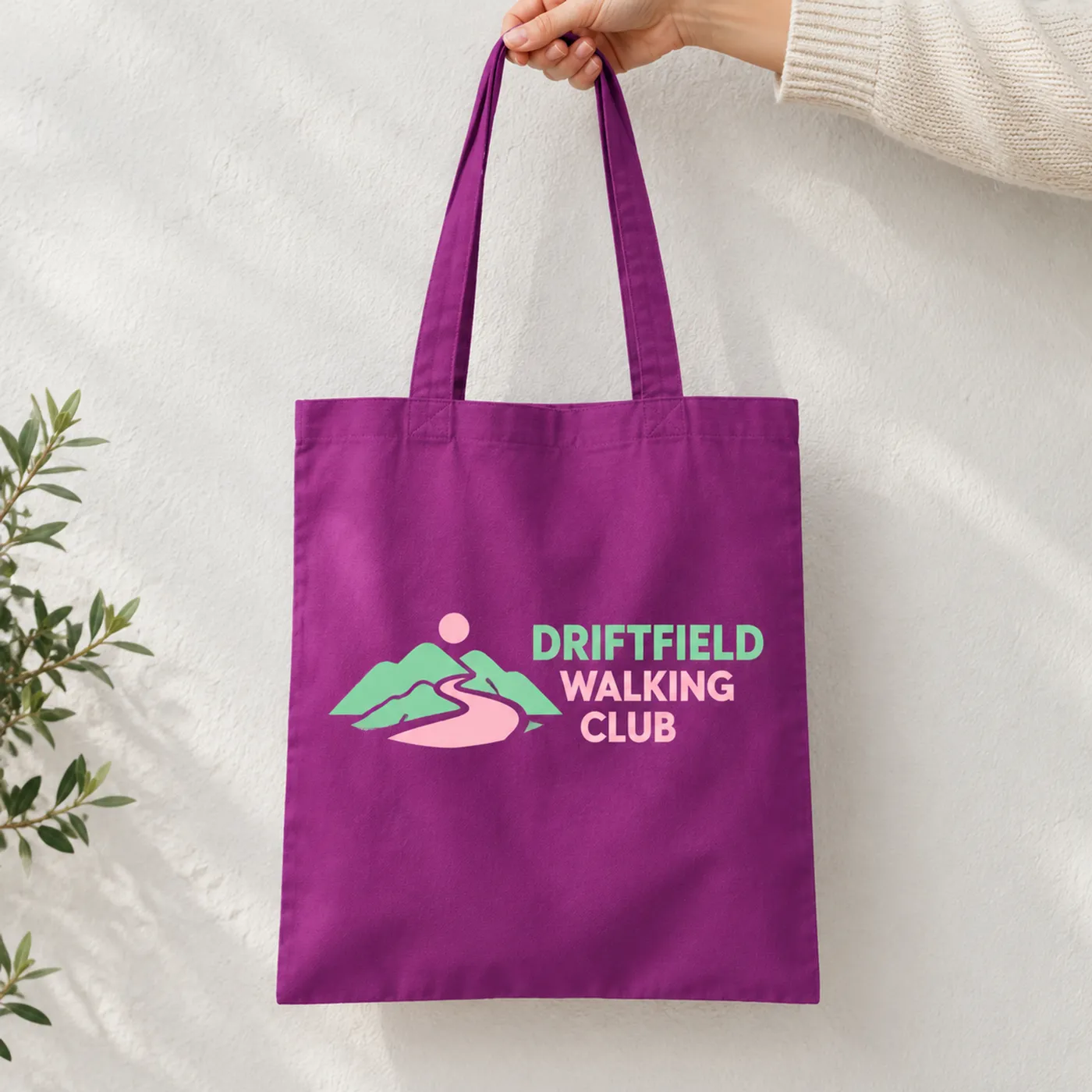 Magenta Cotton Tote Bag with Your Printed Logo lifestyle