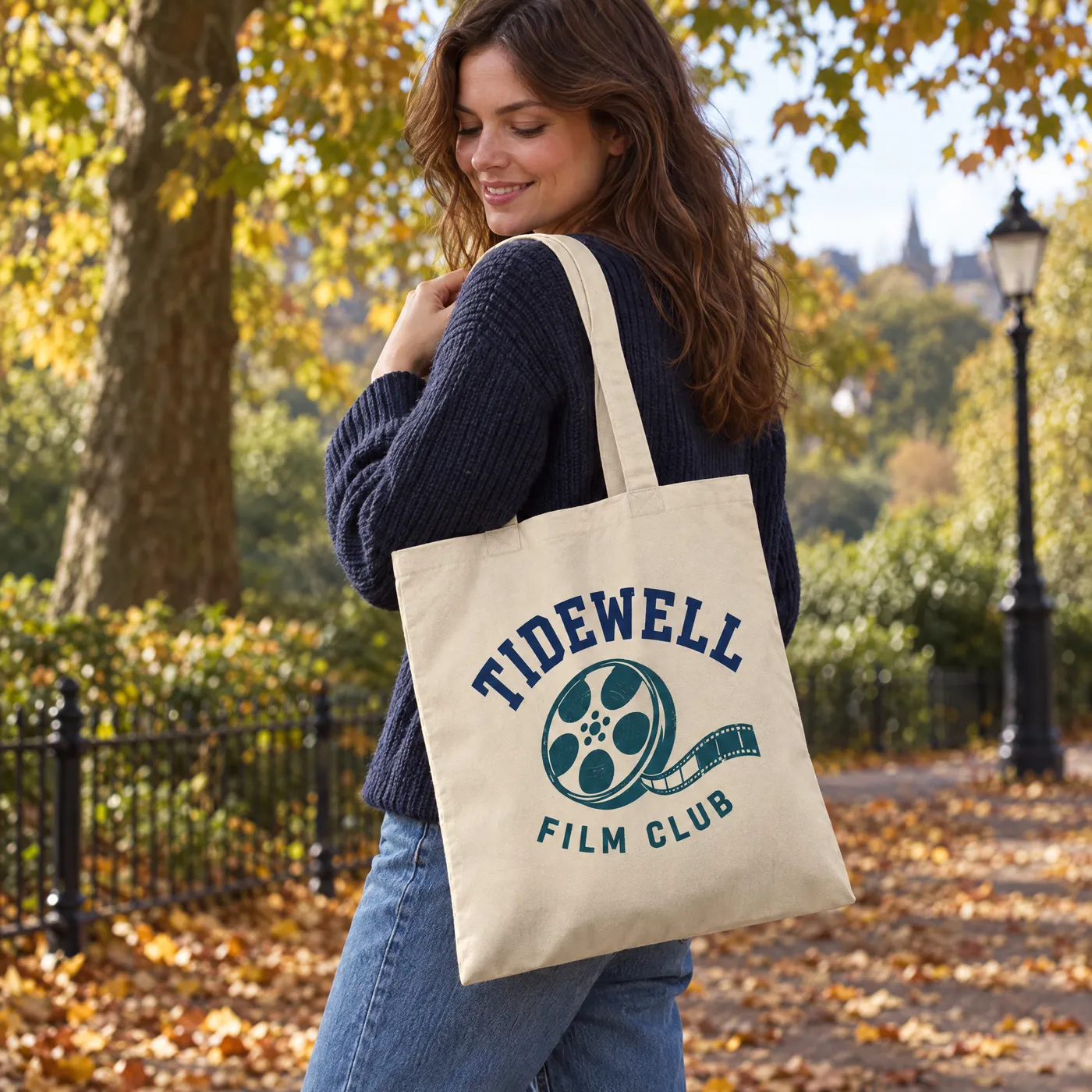 Sand Coloured Cotton Tote Bag, Long Handles lifestyle
