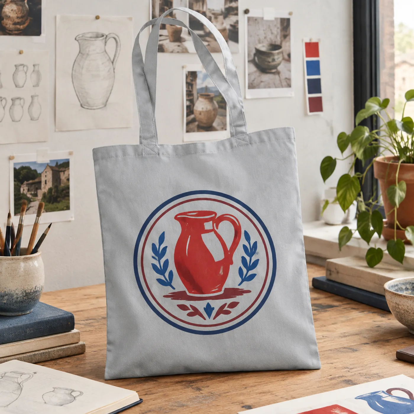 Light Grey Cotton Tote Bag, Printed with Your Logo lifestyle
