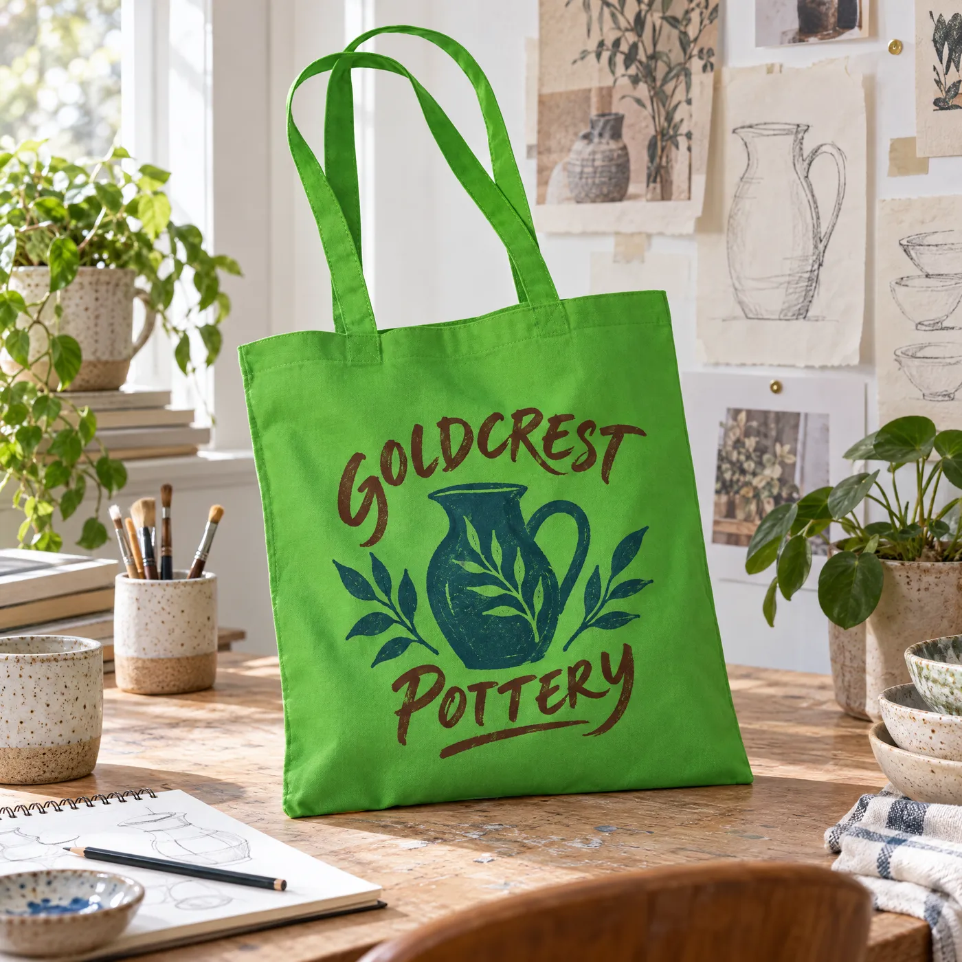 Apple Green Cotton Tote Bag, Printed with Your Logo lifestyle