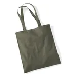 Olive Green Cotton Tote Bag Long Handle