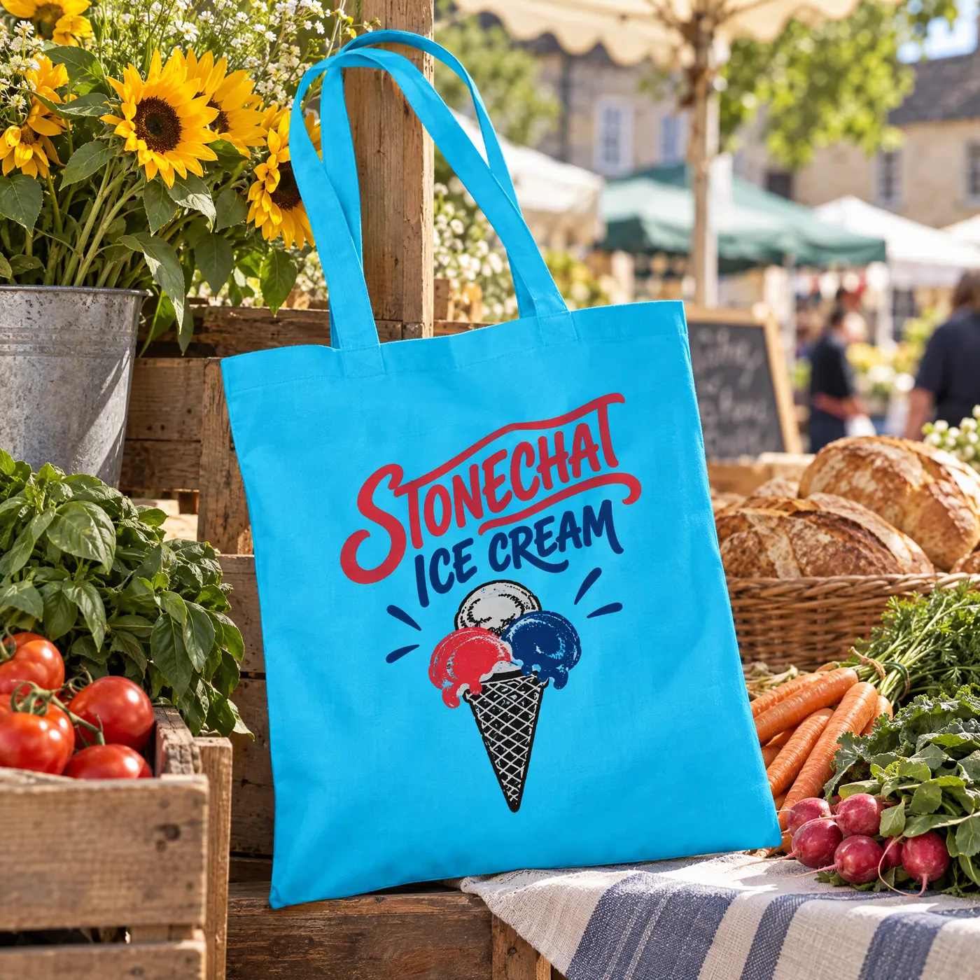 Surf Blue Cotton Tote Bag, Printed with Your Logo lifestyle