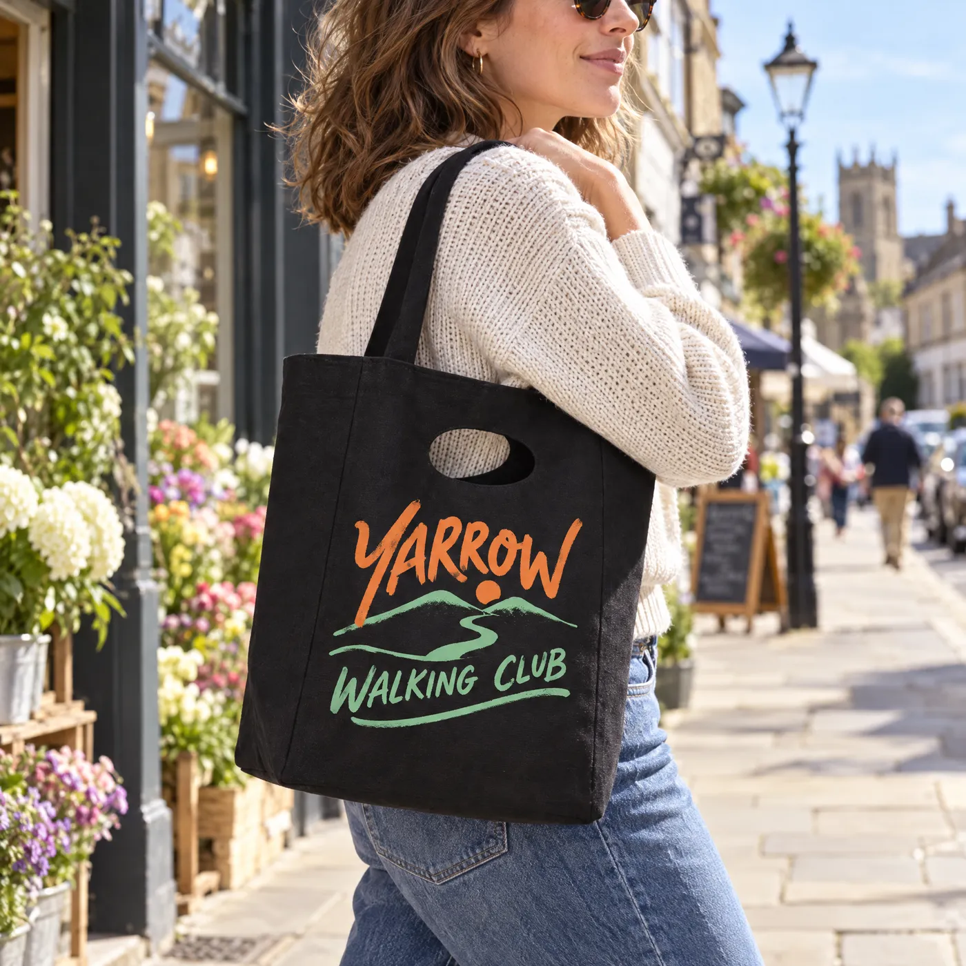 Black Recycled Canvas Carry Bag with Cut-Out Handle lifestyle