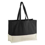 Black-Natural Premium Organic Canvas Contrast Panel Tote Bag