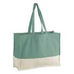 Sage Green-Natural Premium Organic Canvas Contrast Panel Tote Bag