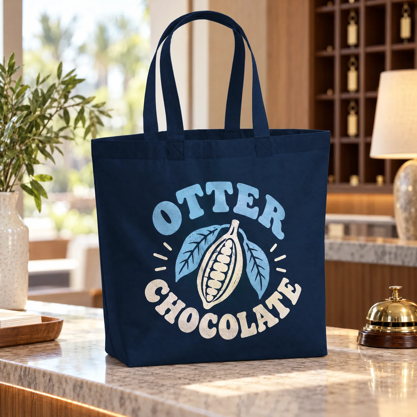 French Navy Cotton Tote, Printed with Your Logo lifestyle