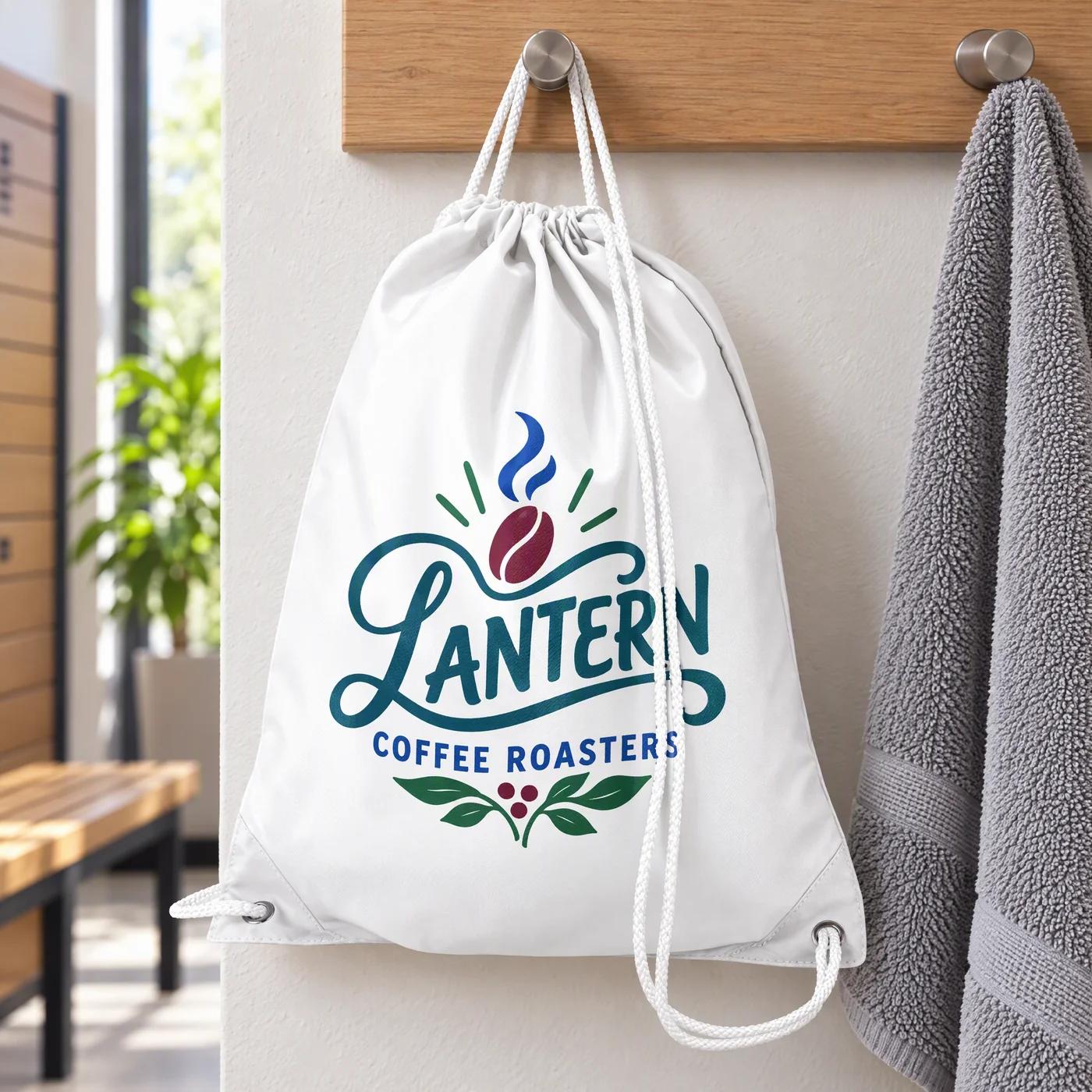 White Polyester Gymsac for Multi-Colour Printing lifestyle