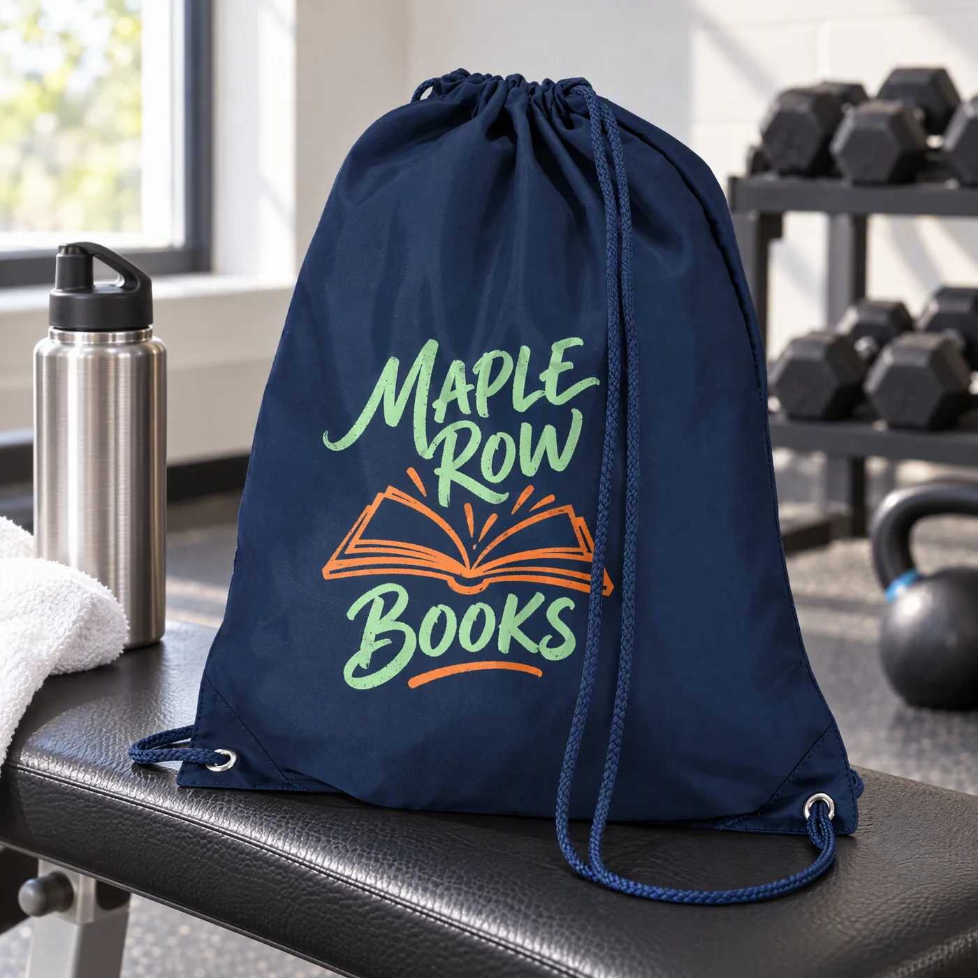 French Navy Polyester Gymsac, Water Resistant lifestyle
