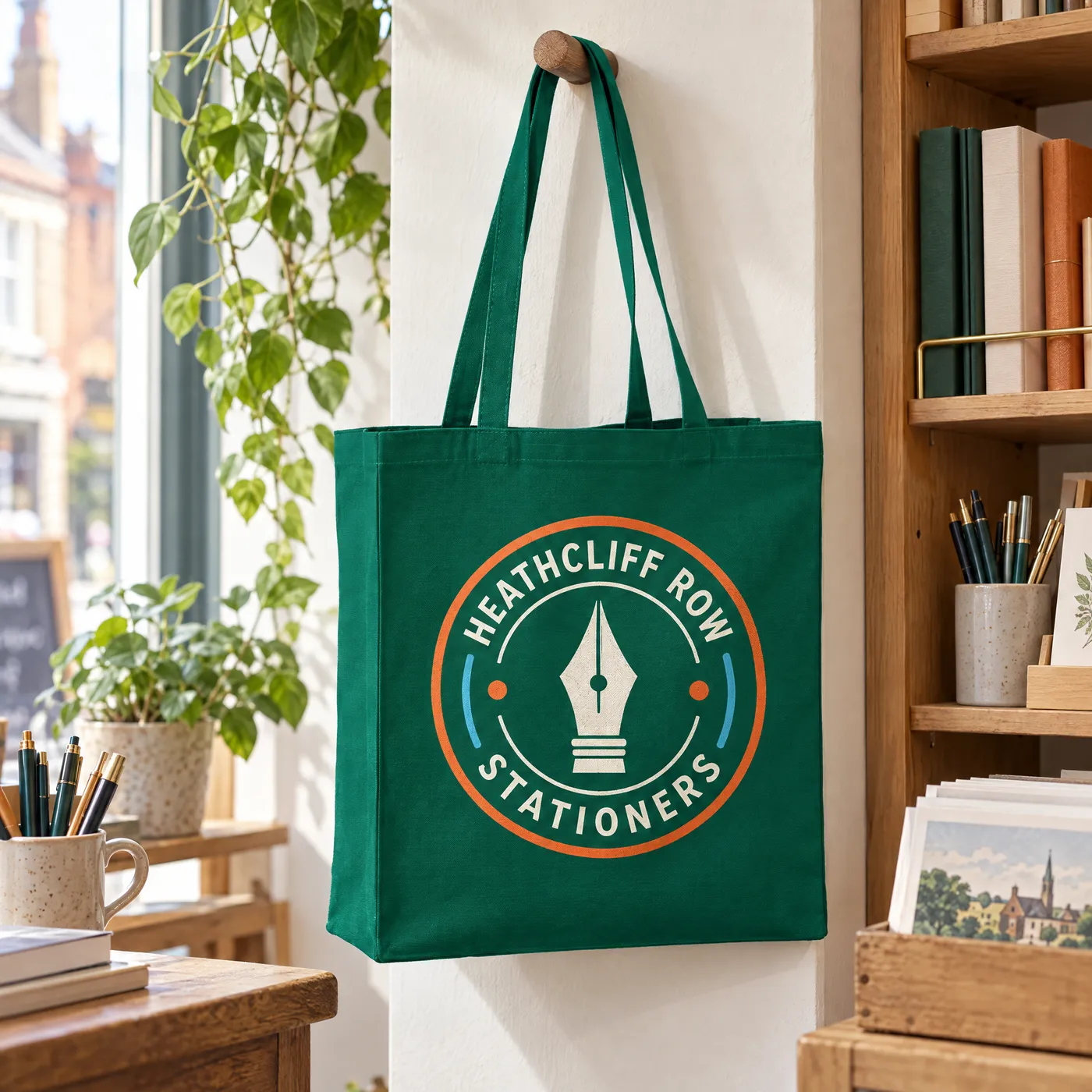 Premium Recycled Canvas Tote Bag in Bottle Green lifestyle