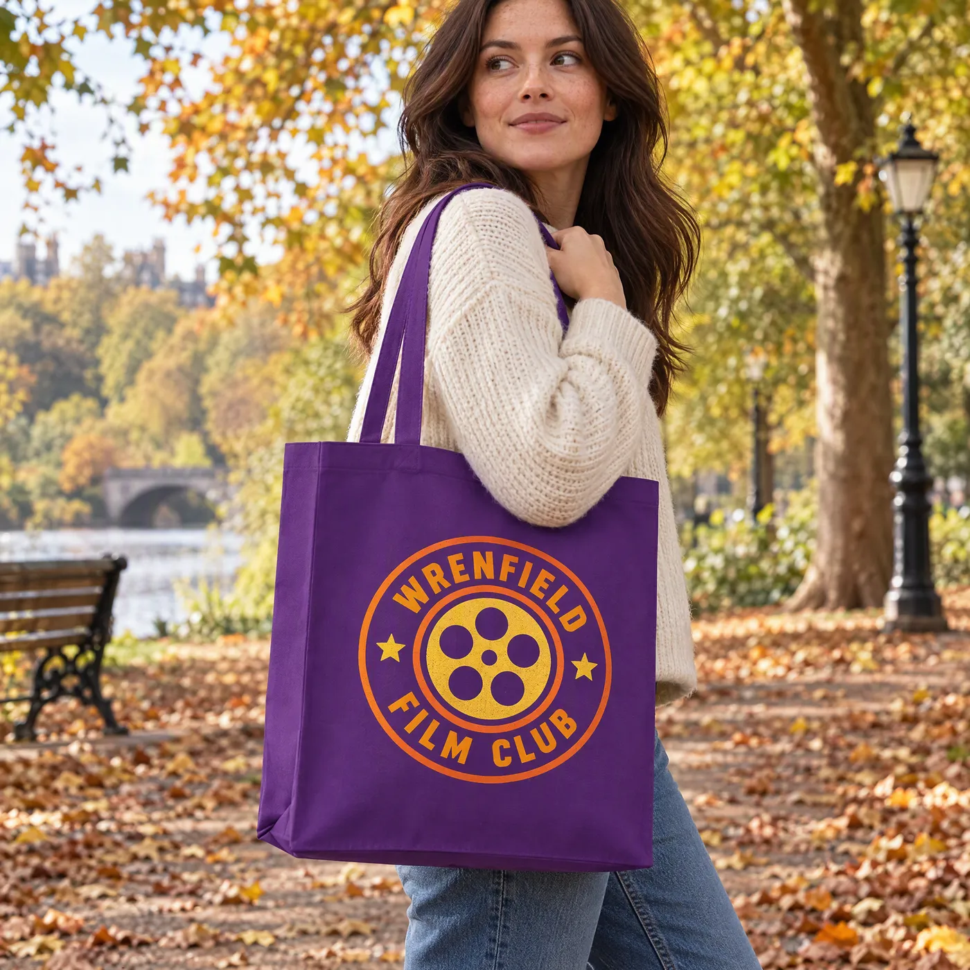 Purple Recycled Canvas Tote Bag, Printed with Your Logo lifestyle