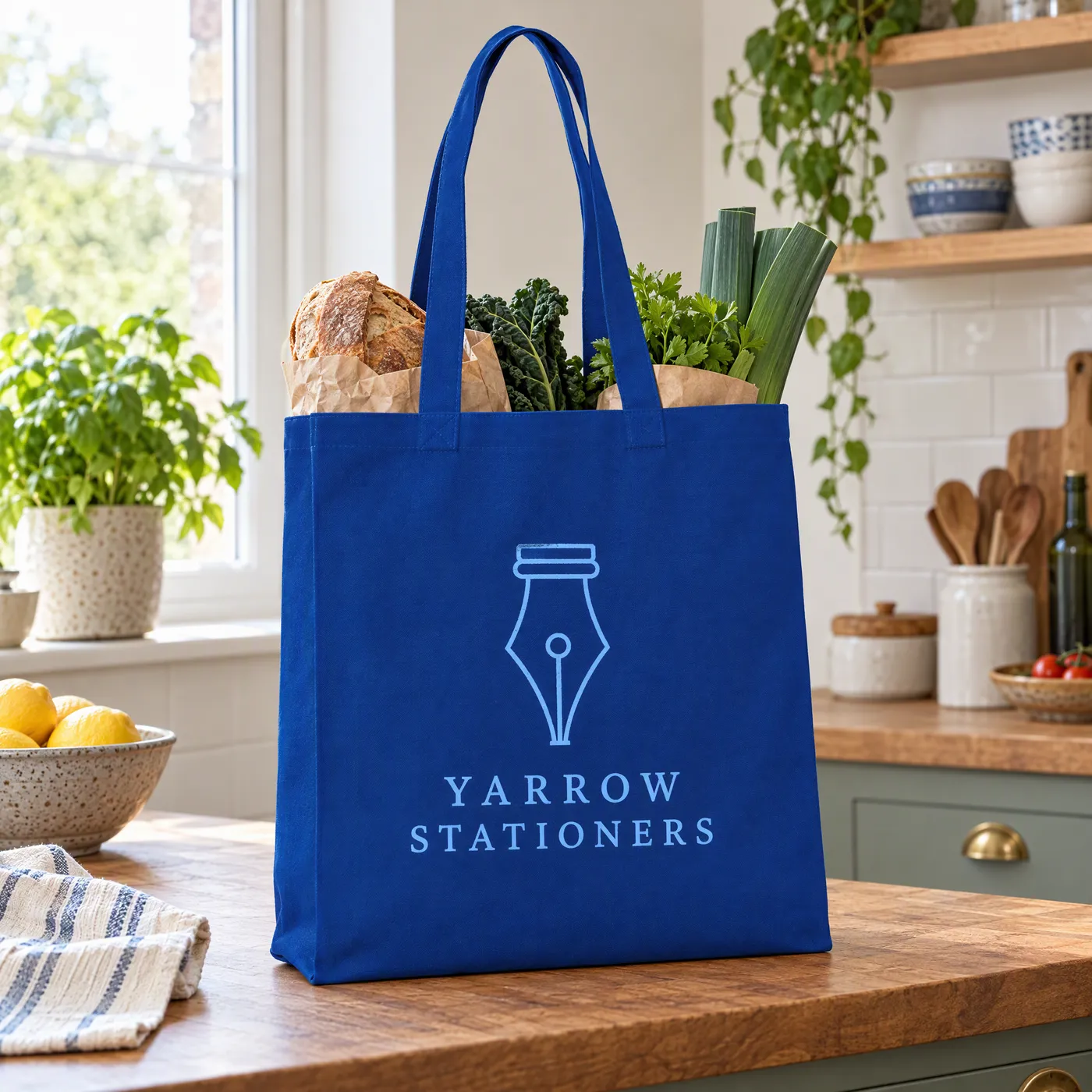Royal Blue Premium Recycled Canvas Tote Bag lifestyle