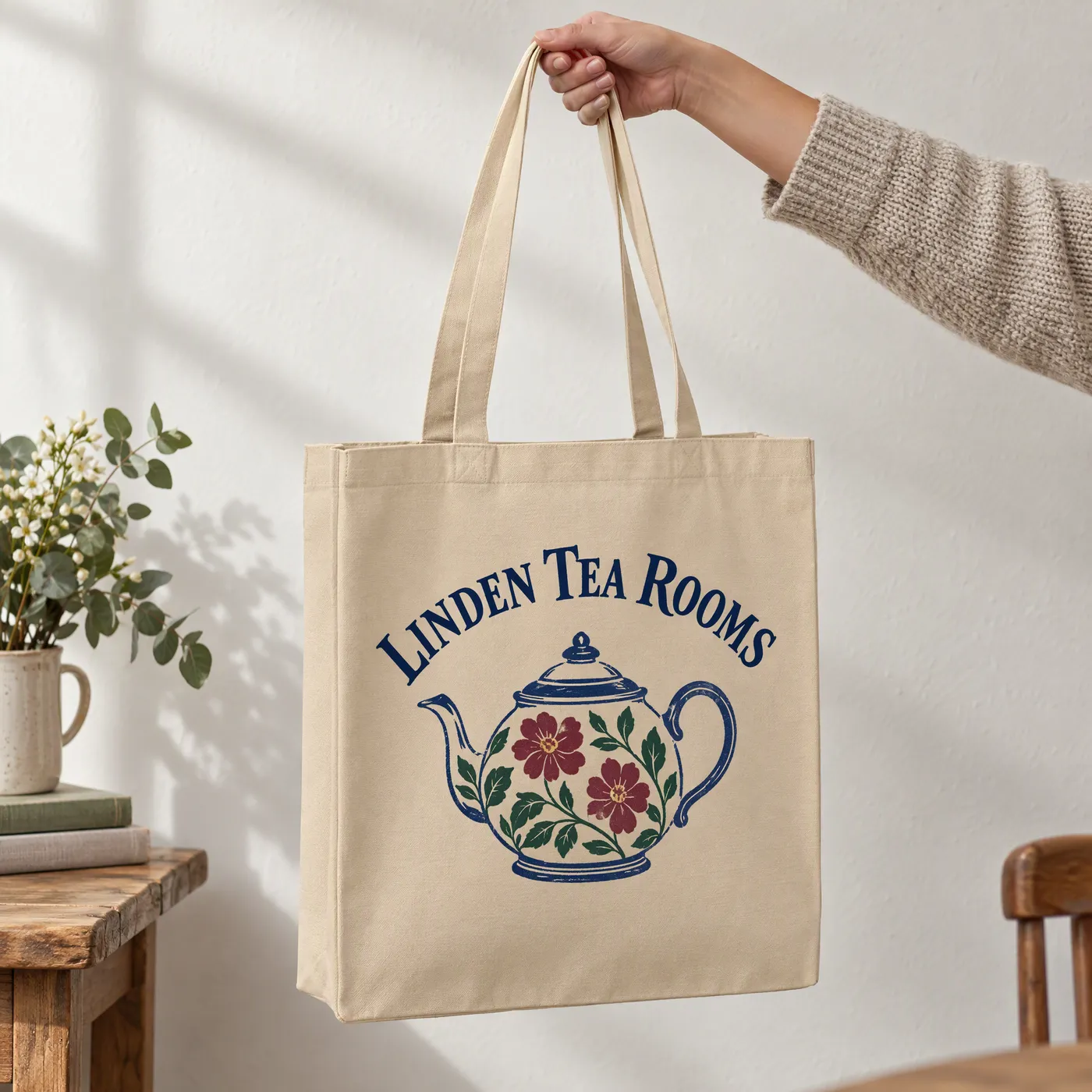 Sand Premium Recycled Canvas Tote Bag, Printed lifestyle