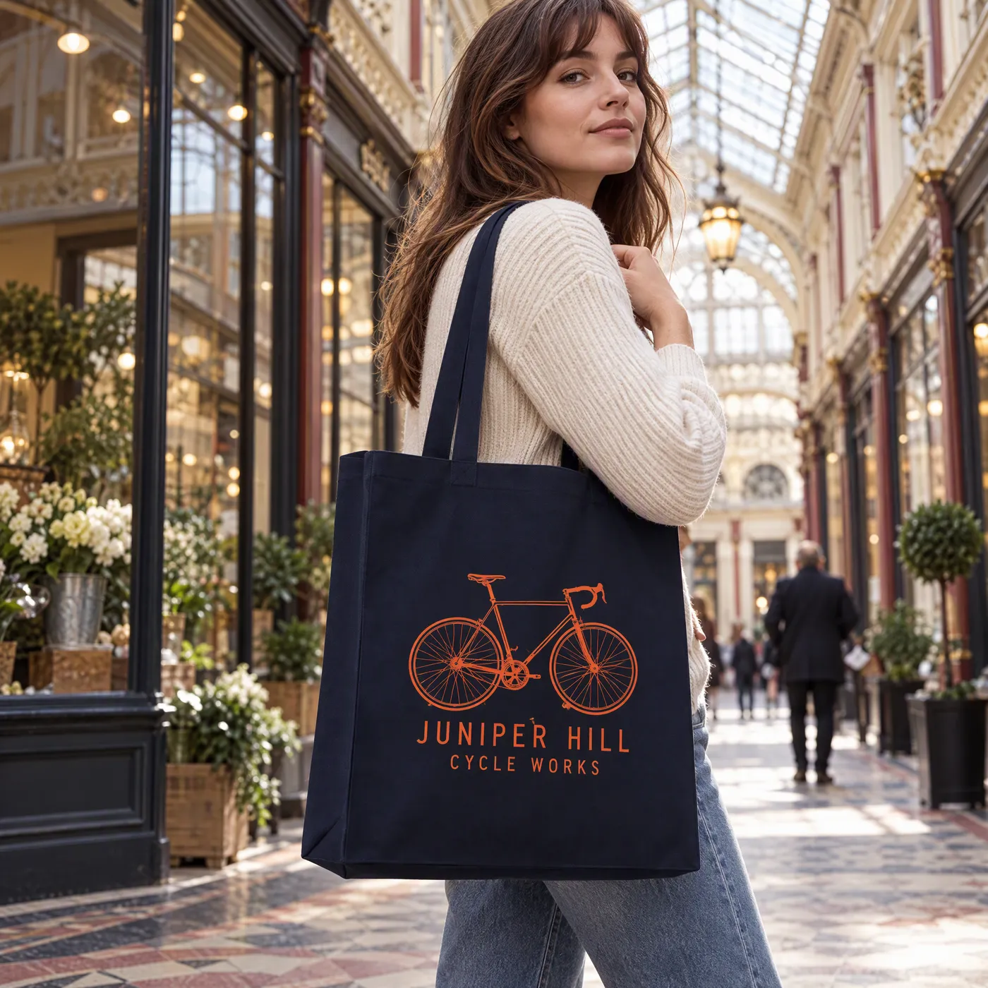 Premium Recycled Canvas Tote in French Dark Navy lifestyle