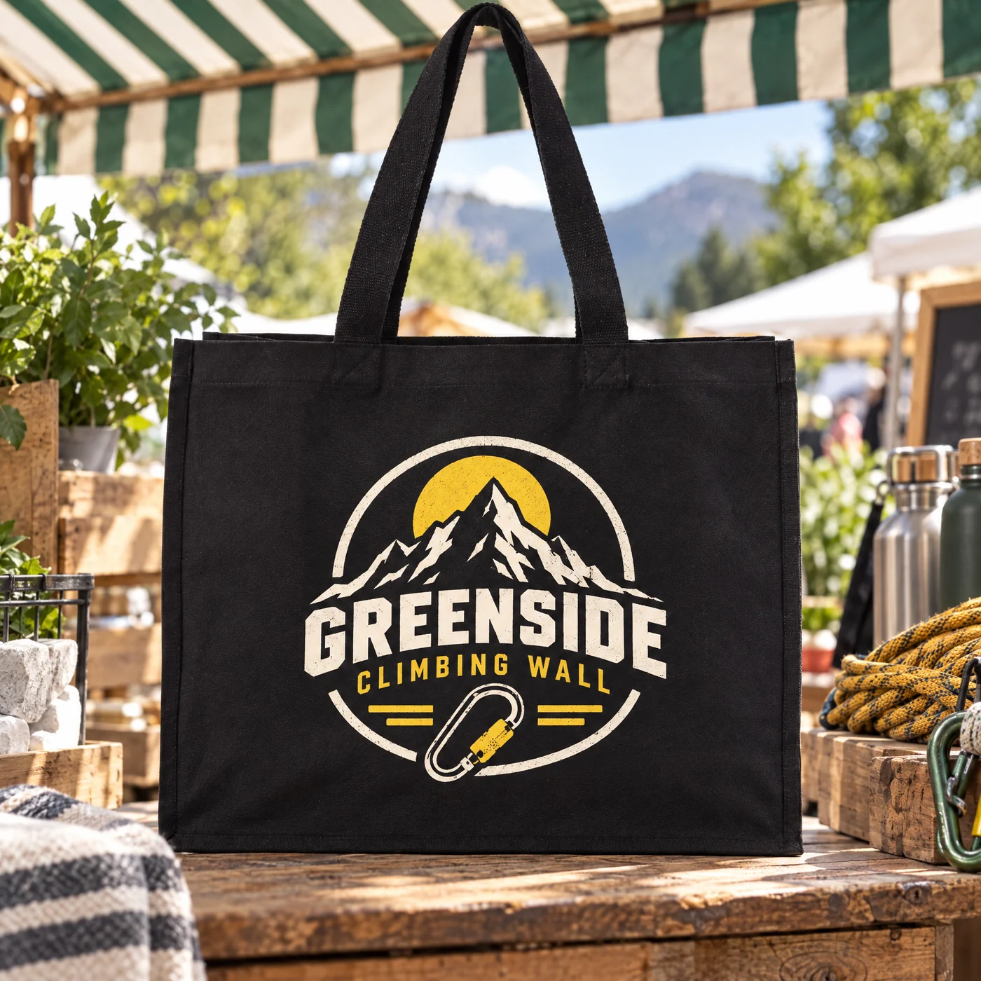 Black Recycled Canvas Stand-Up Tote in Three Sizes lifestyle