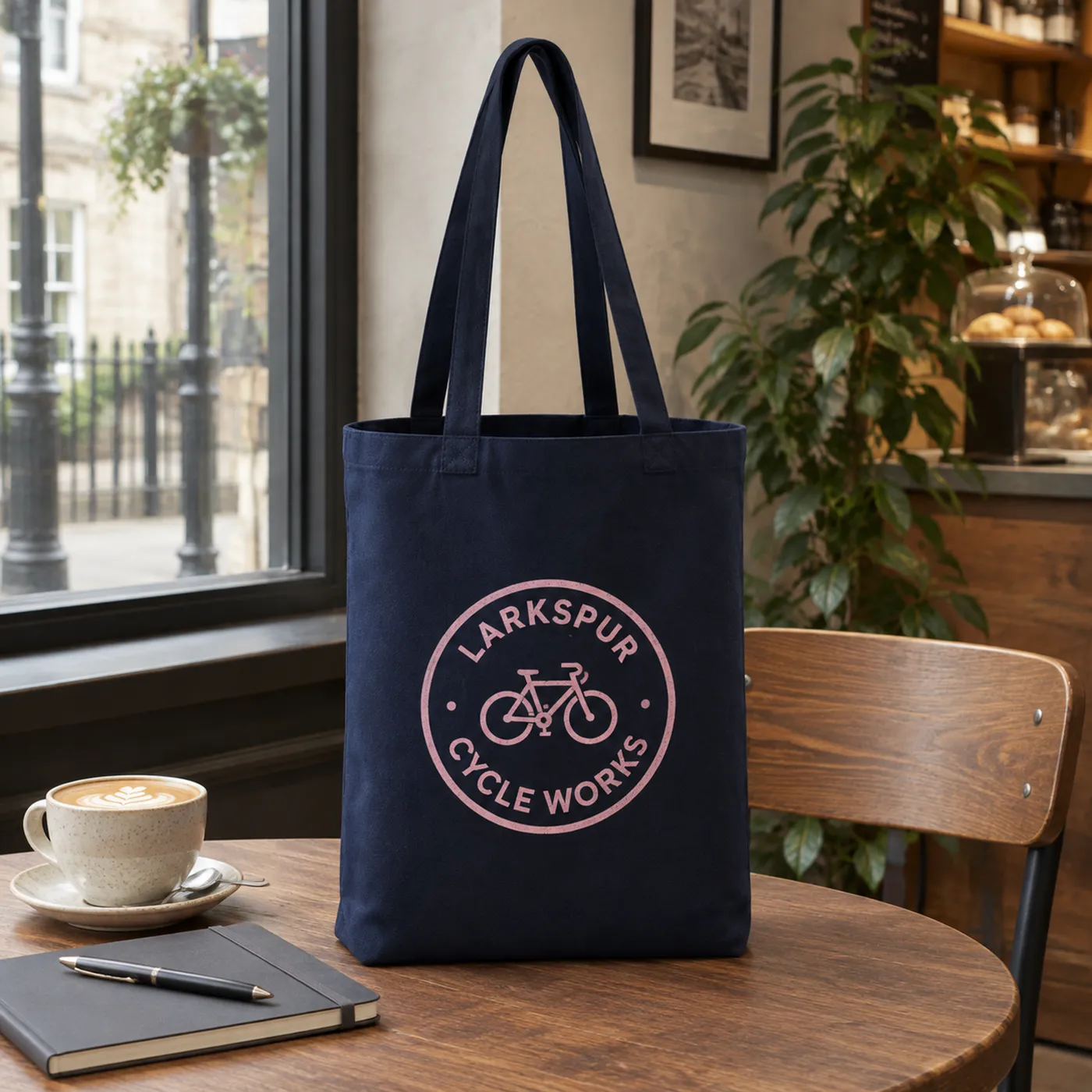 French Dark Navy Recycled Canvas Tote Bag lifestyle