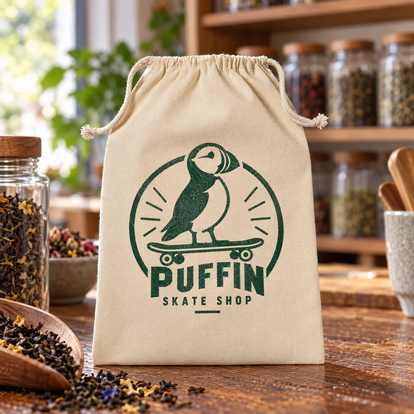 Natural Recycled Cotton Stuff Bag with Drawstring lifestyle