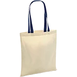 Natural-French Navy Cotton Tote Bag Contrast Handle