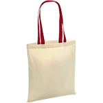 Natural-Classic Red Cotton Tote Bag Contrast Handle