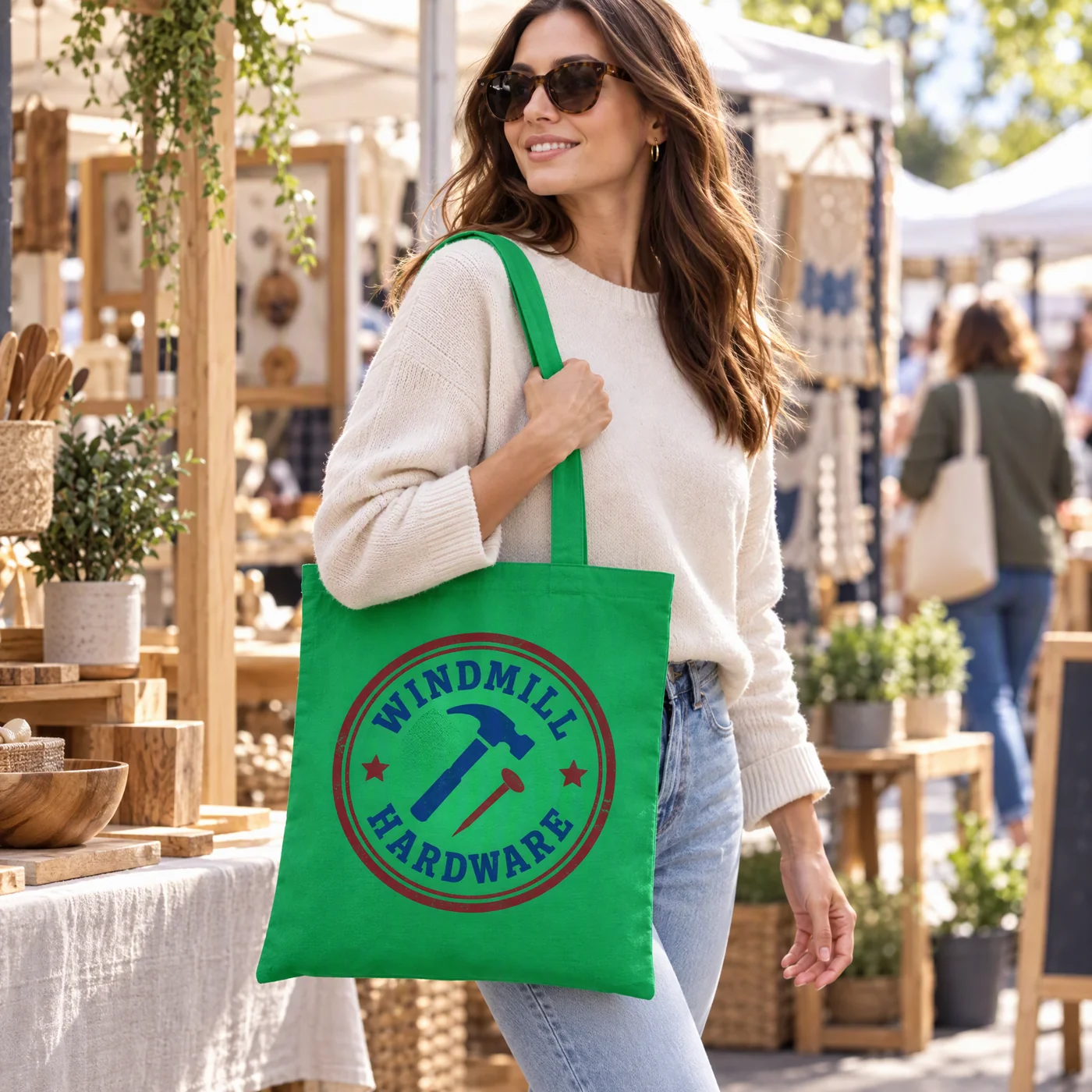 Light Green Recycled Cotton Tote with Your Logo lifestyle