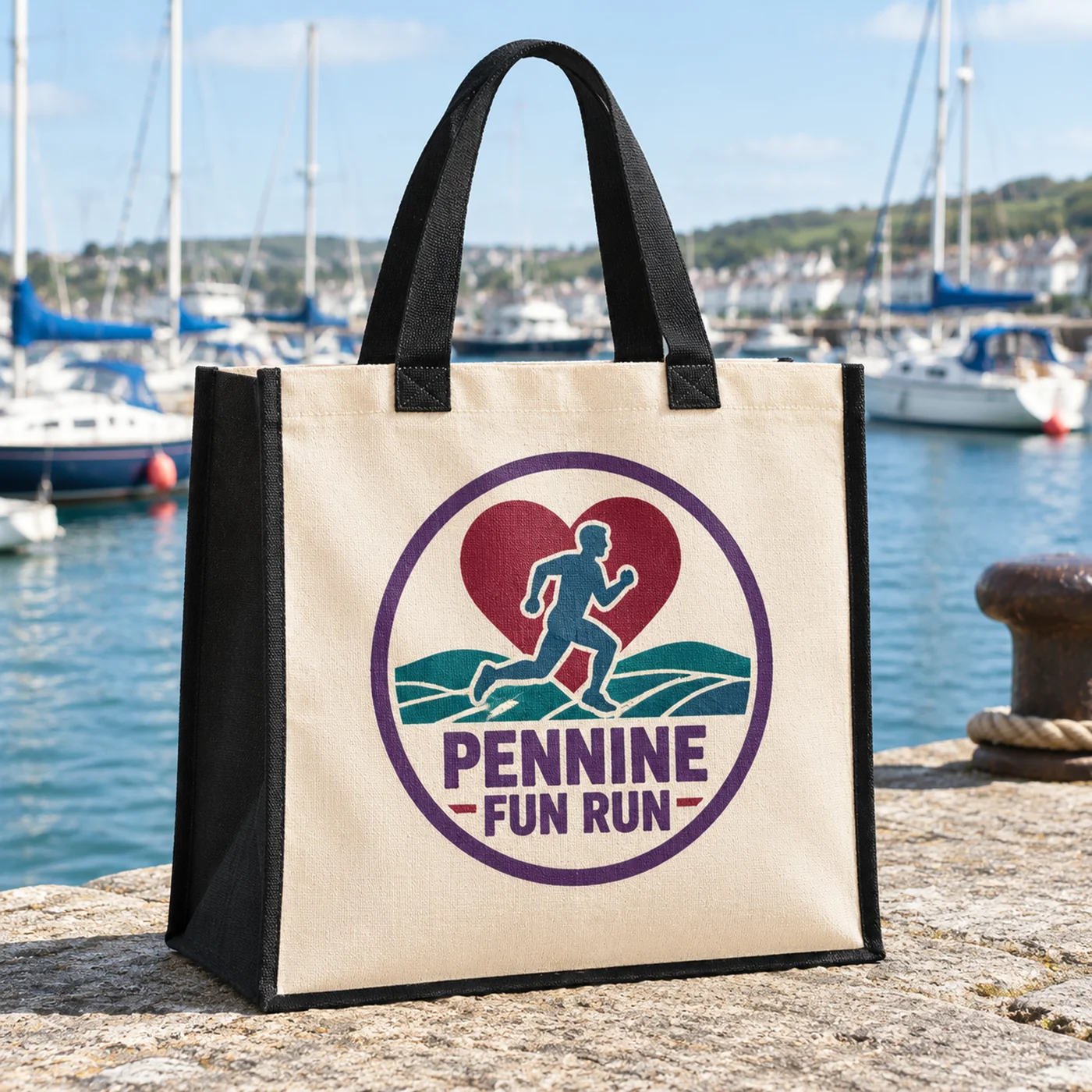 Classic Jute Canvas Bag with Black Jute Side Panels lifestyle