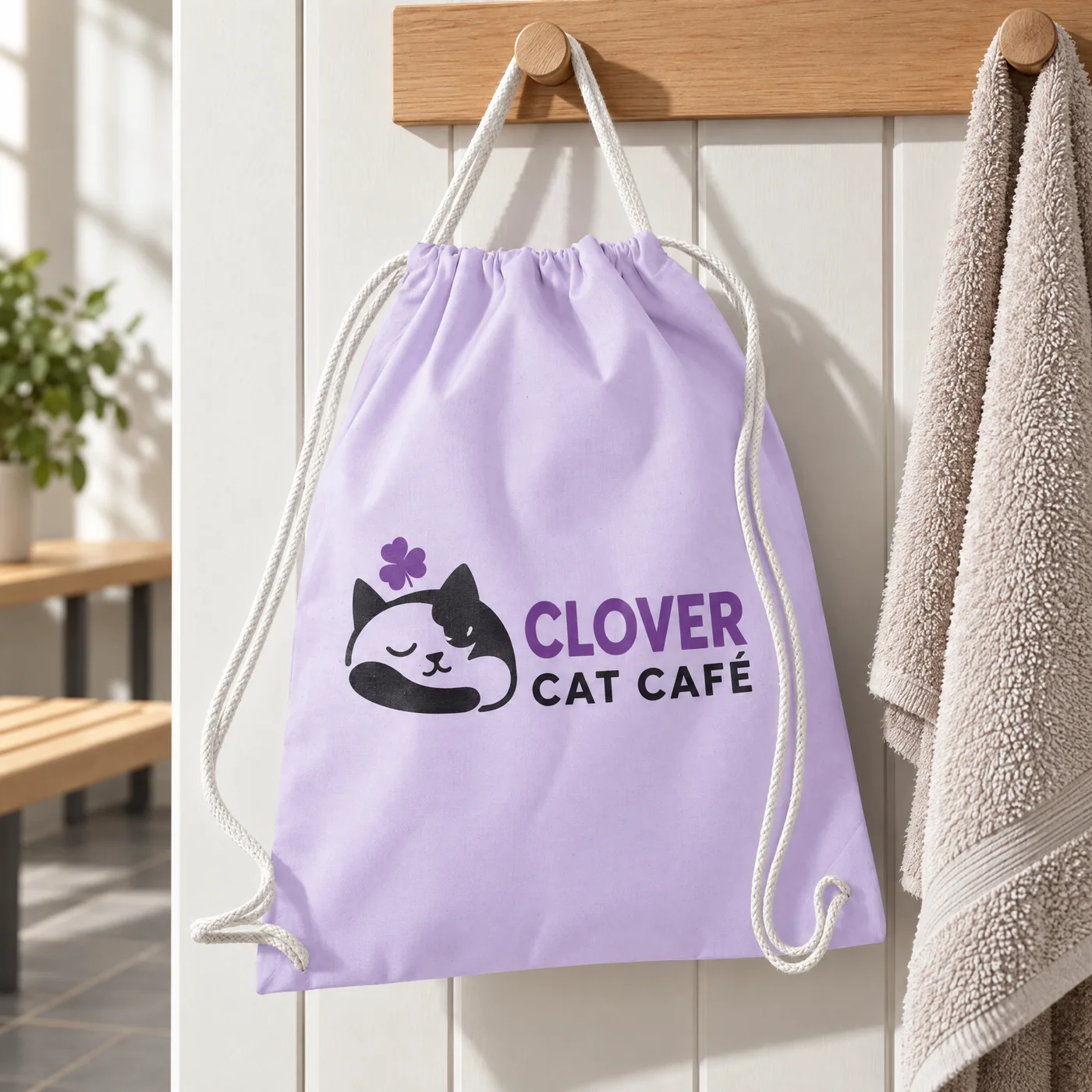 Lavender Cotton Drawstring Bag, Printed to Order lifestyle