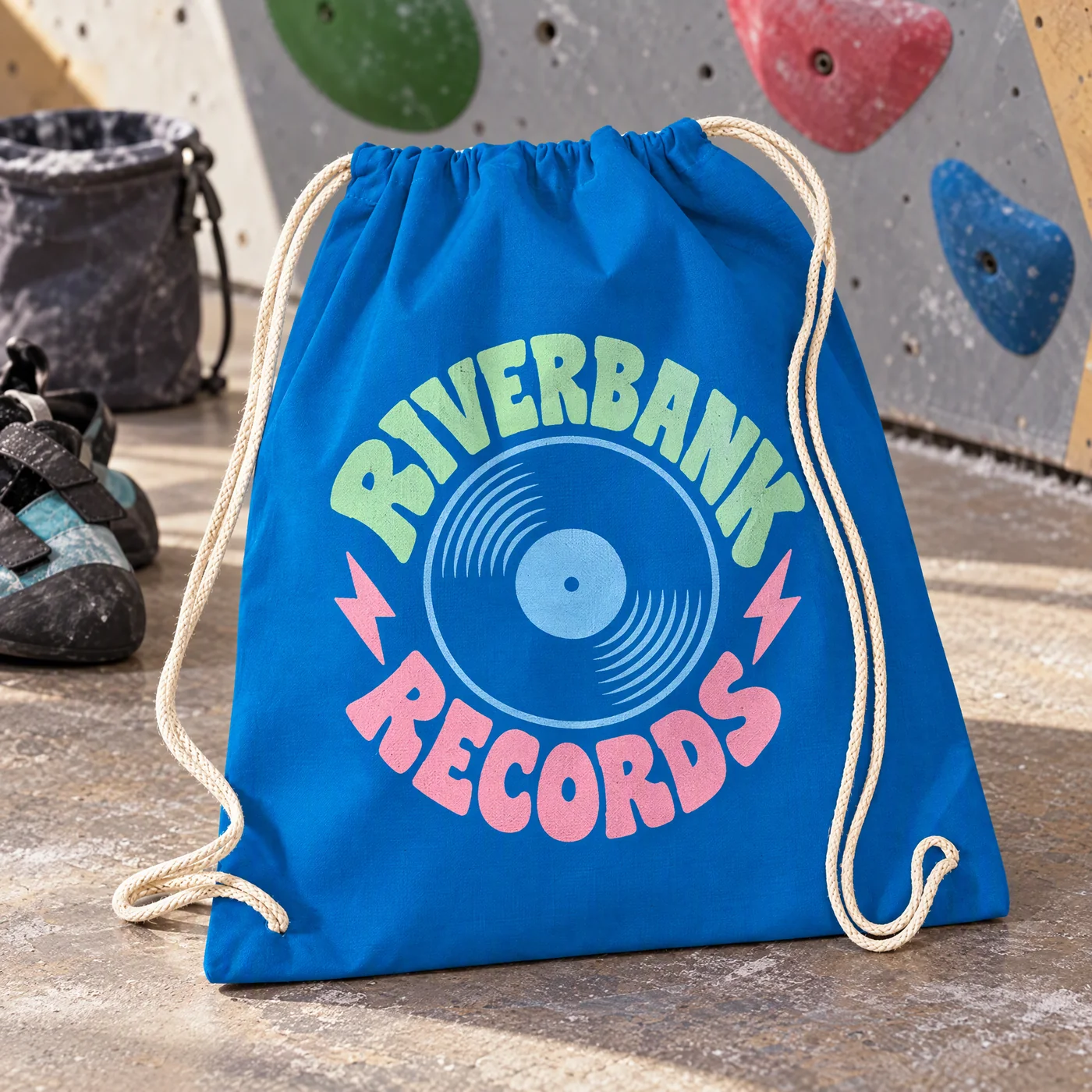 Sapphire Blue Drawstring Gym Bag in Cotton lifestyle