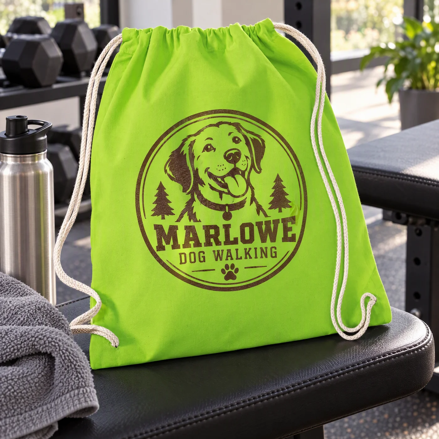 Lime Green Cotton Drawstring Bag for Kids' Clubs lifestyle