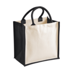 Natural-Black Midi Jute Cotton Canvas Bag thumbnail