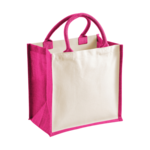 Natural-Fuchsia Midi Jute Cotton Canvas Bag thumbnail