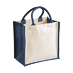 Natural-Navy Midi Jute Cotton Canvas Bag thumbnail