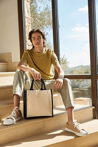 Midi Jute Cotton Canvas Bag lifestyle