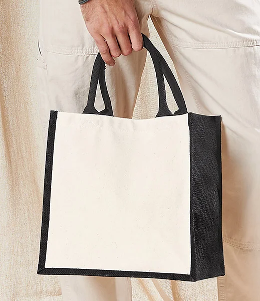 Midi Jute Cotton Canvas Bag lifestyle 02