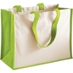 Natural-Apple Green Classic Jute Cotton Canvas Bag thumbnail