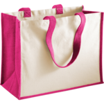 Natural-Fuchsia Classic Jute Cotton Canvas Bag thumbnail