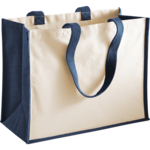 Natural-Navy Classic Jute Cotton Canvas Bag thumbnail